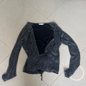 Shimmering Black Long Sleeve Top